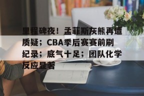 包含里程碑夜！孟菲斯灰熊再遭质疑；CBA季后赛赛前刷纪录；底气十足；团队化学反应显著的词条-九游娱乐游戏